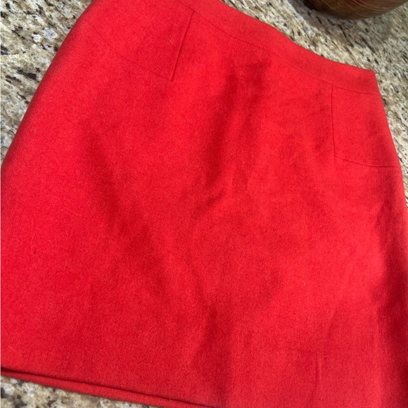 J Crew Coral Orange Wool Blend Mini Skirt 0 - Picture 3 of 10